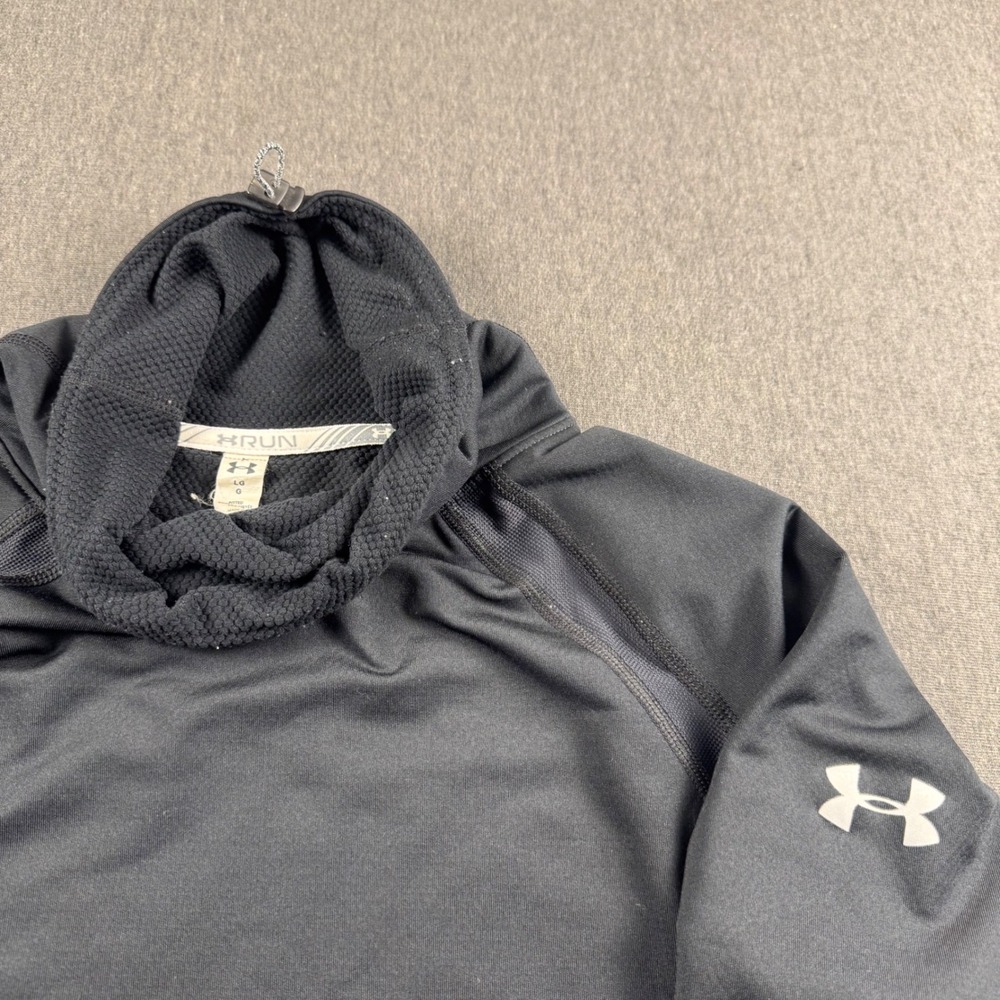 Under Armour Run Mens Black Cowl Neck‎ Long Sleeve Thumbhole Running Shirt Large